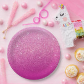 Glittergradiënt roze papieren bordje (Feest)