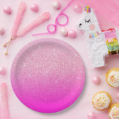Glittergradiënt roze papieren bordje (Feest)