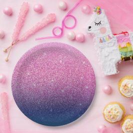 Glittergradiënt roze papieren bordje