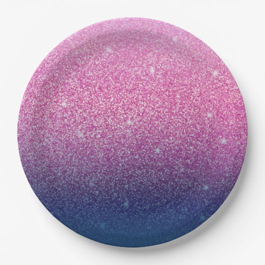 Glittergradiënt roze papieren bordje (Voorkant)