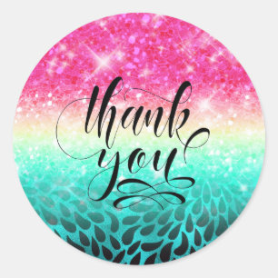Glittergradiënt van de combinatie aan Petals ID433 Ronde Sticker