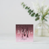 Glittergradiënt voor gepersonaliseerd roos vierkante visitekaartje (Staand voorkant)