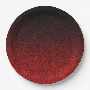 Glittergradiënt voor zwart-rood papieren bordje