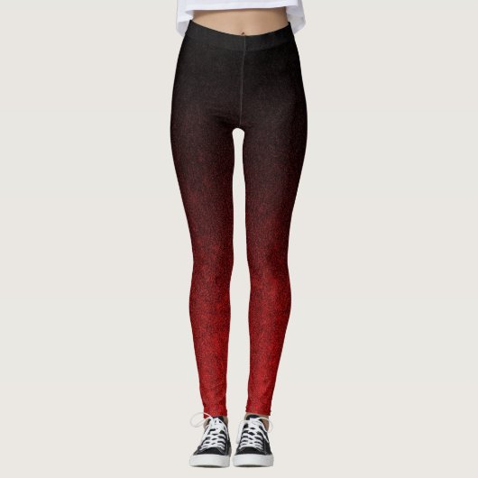 Glittergradiënt voor zwart-wit en rood leggings (Voorkant)