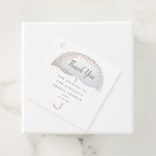 Glittergrijze paraplu bruidsdouche dank je bedankjes labels (In situ)