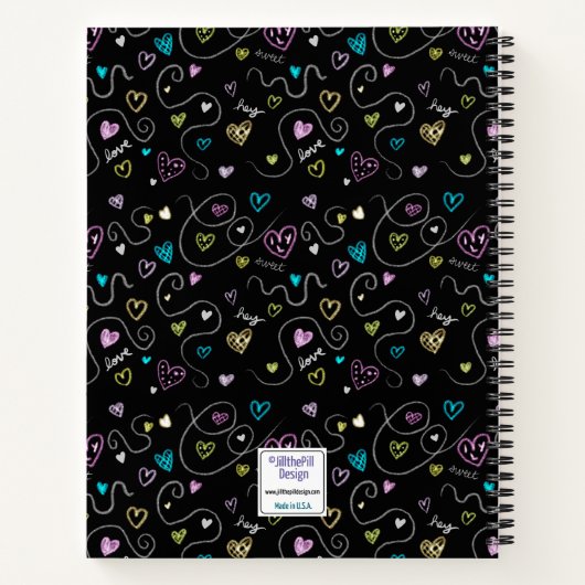 Glitterharten - Faux Glitter Patroon Notitieboek (Achterkant)