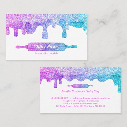 Glitterhologram Koken Bakkerij logo Visitekaartje (Voorkant / Achterkant)