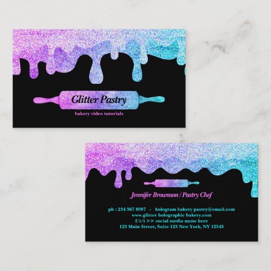 Glitterhologram Koken Bakkerijgebak Visitekaartje (Voorkant / Achterkant)