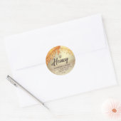 Glitterie druppelt gouden honingbijenhoning op ronde sticker (Envelop)