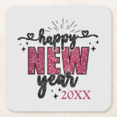 Glitterie oudejaarsfeest kartonnen onderzetters (Voorkant)