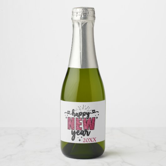 Glitterie oudejaarsfeest sparkling wijnetiket (Voorkant)