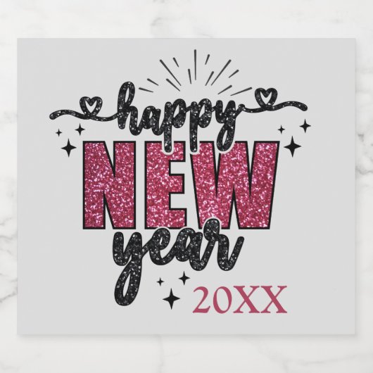 Glitterie oudejaarsfeest sparkling wijnetiket (Enkel label)