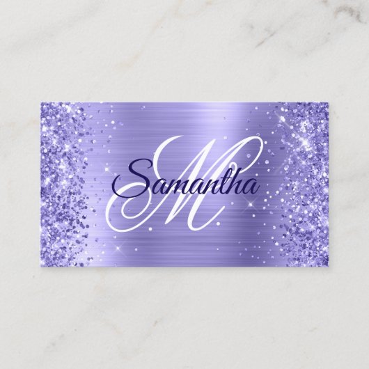 Glitterie periwinkle Folie Fancy monogram Visitekaartje (Voorkant)