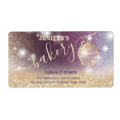 Glitterie sprankelende gouden cupcake chef script  etiket (Voorkant)