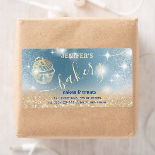 Glitterie sprankelende gouden cupcake chef script  etiket (Insitu)