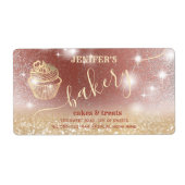 Glitterie sprankelende gouden cupcake chef script etiket (Voorkant)