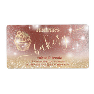 Glitterie sprankelende gouden cupcake chef script  etiket
