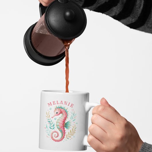 Glitterie zeepaardmonogram Waterverven Koffiemok