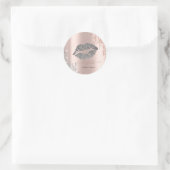 Glitterielips, Roos Gold Silver-schijven Ronde Sticker (Tas)