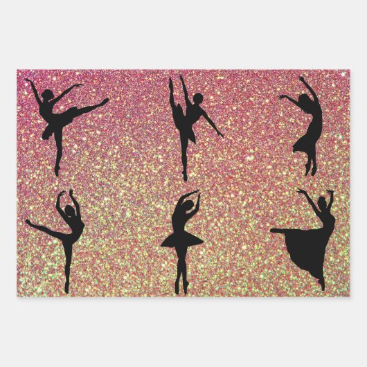 Glitterig Ballet Dans Ballerina Dancer Inpakpapier Vel (Voorkant 2)