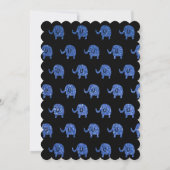 Glitterig Blauw Baby shower Olifant Dieren Zwart Kaart (Achterkant)