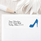 Glitterig blauw hoge hak etiket (Insitu)