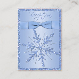 Glitterig Blauw Sneeuwvlok Behuizing Kaart