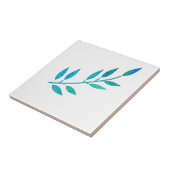 Glitterig Blauwgroen Blauw Bladpatroon Wit Gift De Tegeltje (Zijkant)