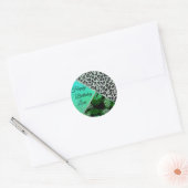 Glitterig Blauwgroen Tropisch Luipaard Print Birth Ronde Sticker (Envelop)