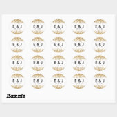 Glitterig Bruiloft Monogram Sticker Gouden Glitter (Vel)