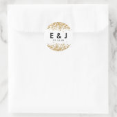 Glitterig Bruiloft Monogram Sticker Gouden Glitter (Tas)