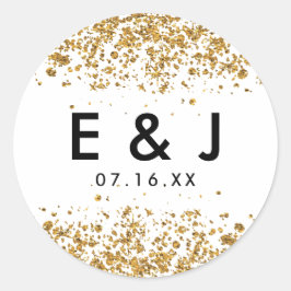 Glitterig Bruiloft Monogram Sticker Gouden Glitter