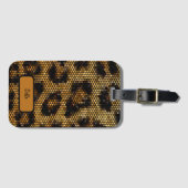 Glitterig Bruin Luipaard Patroon Bagagelabel (Voorkant (horizontaal))