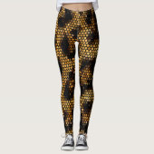 Glitterig Bruin Modern Luipaard Patroon Leggings (Voorkant)