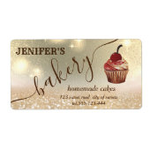 Glitterig  cupcake chef script bakkerij etiket (Voorkant)