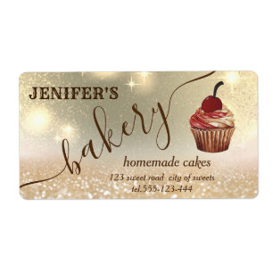 Glitterig  cupcake chef script bakkerij etiket