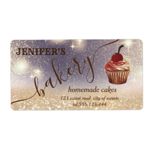 Glitterig cupcake chef script bakkerij etiket