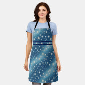 Glitterig decoratieve blauwe zilveren schort (Gedragen)