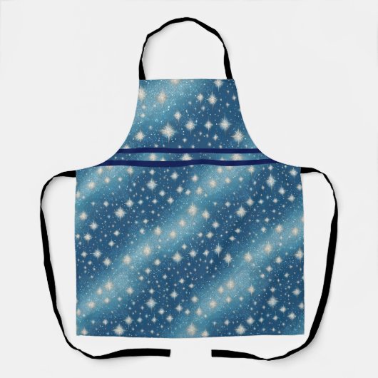 Glitterig decoratieve blauwe zilveren schort (Voorkant)