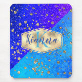 Glitterig dromerig blauw monogram gepersonaliseerd muismat (Voorkant)