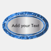 Glitterig Glam Blue Sparkles Ovale Sticker (Voorkant)
