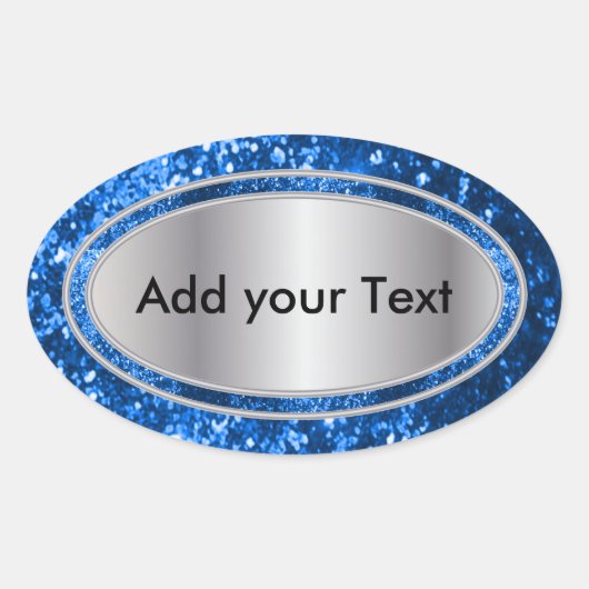 Glitterig Glam Blue Sparkles Ovale Sticker (Voorkant)