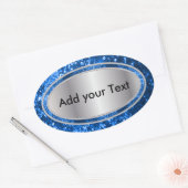 Glitterig Glam Blue Sparkles Ovale Sticker (Envelop)