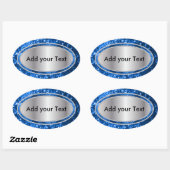 Glitterig Glam Blue Sparkles Ovale Sticker (Vel)