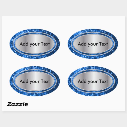Glitterig Glam Blue Sparkles Ovale Sticker (Vel)