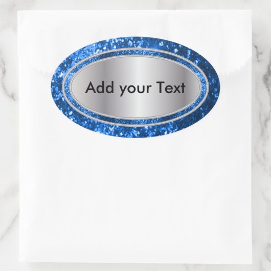 Glitterig Glam Blue Sparkles Ovale Sticker (Tas)