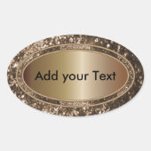 Glitterig Glam Bruin Sparkles Ovale Sticker (Voorkant)