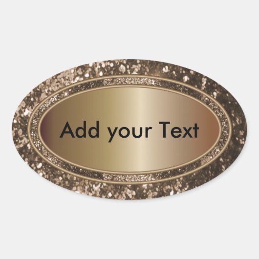 Glitterig Glam Bruin Sparkles Ovale Sticker (Voorkant)