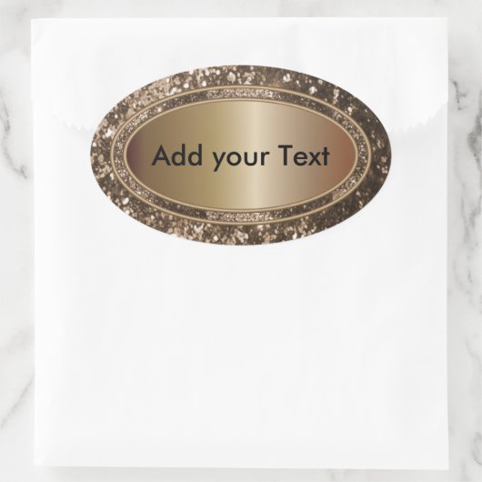 Glitterig Glam Bruin Sparkles Ovale Sticker (Tas)