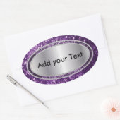 Glitterig Glam Paarse Sparkles Ovale Sticker (Envelop)